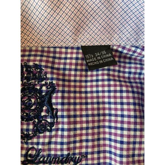English Laundry Shirt Mens Large Long Sleeve Button Up Purple Flip Cuff 34/35 - Picture 4 of 9